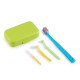 Orthodontic set for care of braces with a monobundle brush, light green